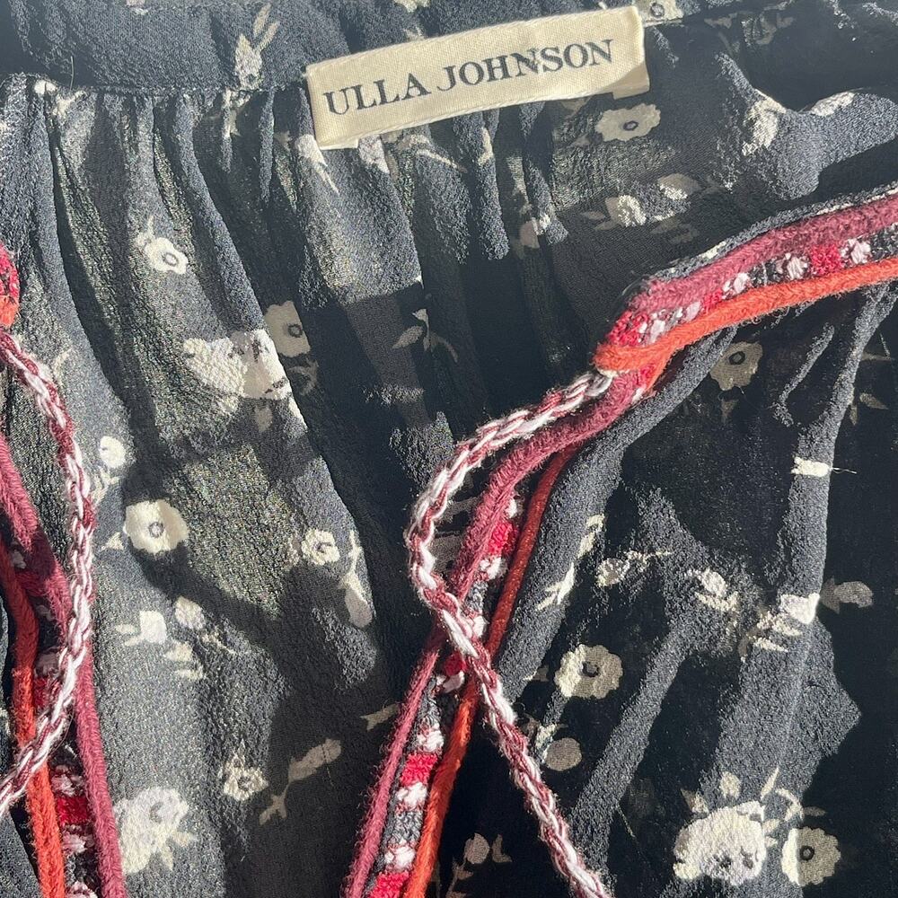 Ulna Johnson Lida Floral Sheer Georgette Rare Embroidered Silk Blouse Size 6 - Picture 2 of 9